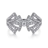 14K White Gold Diamond Fan Corset Ring - 0.6 ct