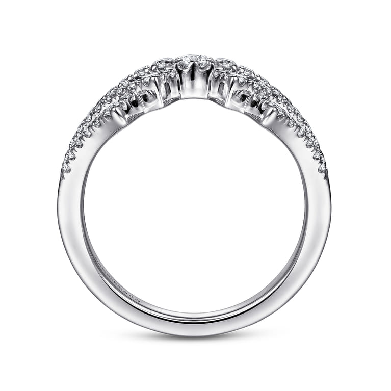 14K White Gold Diamond Fan Corset Ring - 0.6 ct - Shot 2