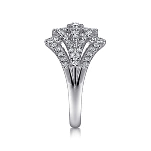 14K White Gold Diamond Fan Corset Ring