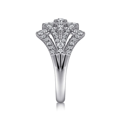 14K White Gold Diamond Fan Corset Ring