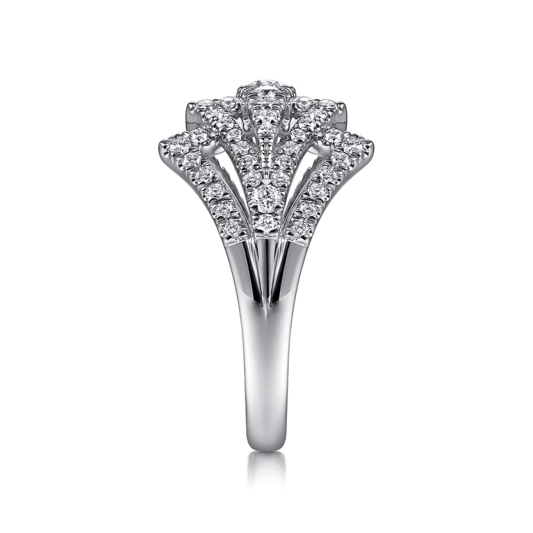 14K White Gold Diamond Fan Corset Ring - 0.6 ct - Shot 4