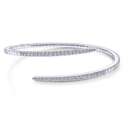 14K White Gold Diamond Fashion Bangle