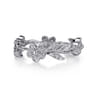 14K White Gold Diamond Floral Contoured Stackable Ring - 0.15 ct