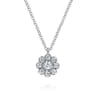 14K White Gold Diamond Floral Pendant Necklace - 0.25 ct