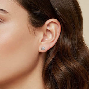 14K White Gold Diamond Floral Stud Earrings