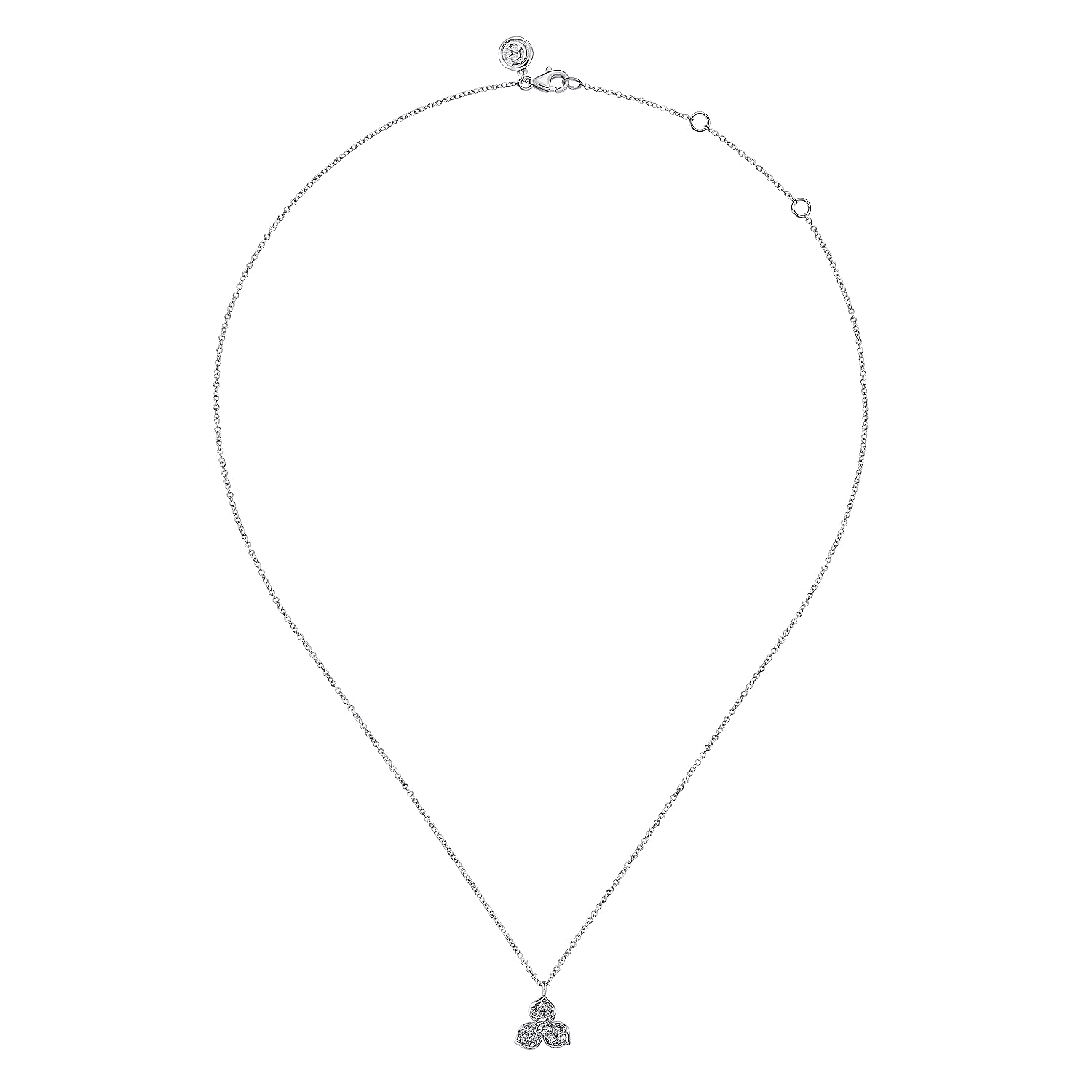 14K White Gold Diamond Flower Pendant Necklace - 0.2 ct - Shot 2