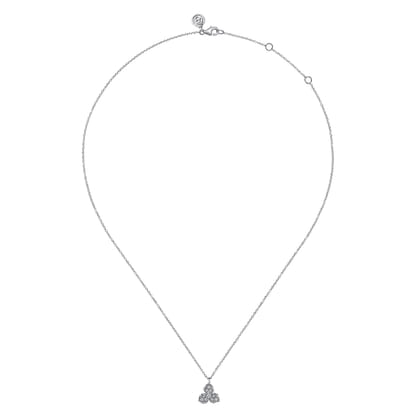 14K White Gold Diamond Flower Pendant Necklace