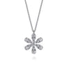 14K White Gold Diamond Flower Pendant Necklace - 1 ct
