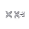 14K White Gold Diamond Flower Stud Earrings - 0.12 ct