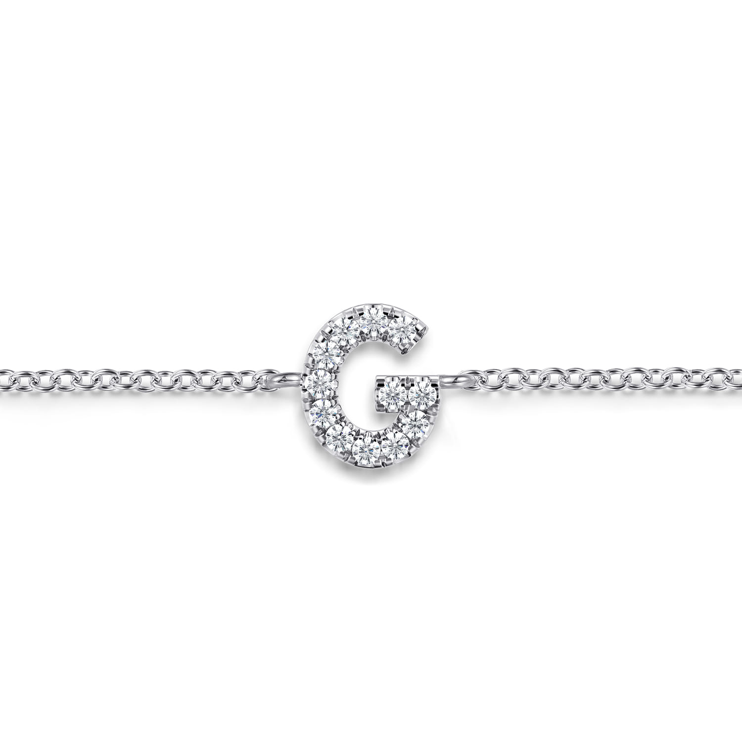 14K White Gold Diamond G Initial Chain Bracelet - 0.07 ct - Shot 2