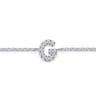 14K White Gold Diamond G Initial Chain Bracelet - 0.07 ct