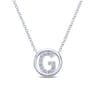 14K White Gold Diamond G Initial Pendant Necklace - 0.07 ct