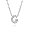 14K White Gold Diamond G Initial Pendant Necklace - 0.07 ct
