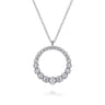 14K White Gold Diamond Graduating Circle Pendant Necklace - 0.6 ct