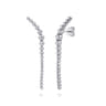 14K White Gold Diamond Graduating Ear Climber Drop Earrings - 0.5 ct