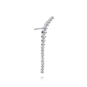 14K White Gold Diamond Graduating Ear Climber Drop Earrings