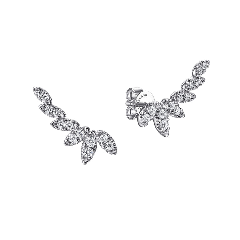 14K White Gold Diamond Graduating Marquise Shape Stud Earrings - 0.35 ct - Shot 1