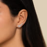14K White Gold Diamond Graduating Marquise Shape Stud Earrings - 0.35 ct