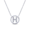 14K White Gold Diamond H Initial Pendant Necklace - 0.06 ct