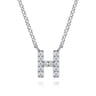 14K White Gold Diamond H Initial Pendant Necklace - 0.07 ct