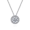 14K White Gold Diamond Halo Pendant Necklace - 0.54 ct