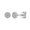14K White Gold Diamond Halo Stud Earrings - 0.25 ct