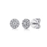 14K White Gold Diamond Halo Stud Earrings - 0.1 ct