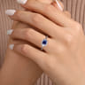 14K White Gold Diamond Halo and Oval Sapphire Classic Ladies Ring - 0.2 ct
