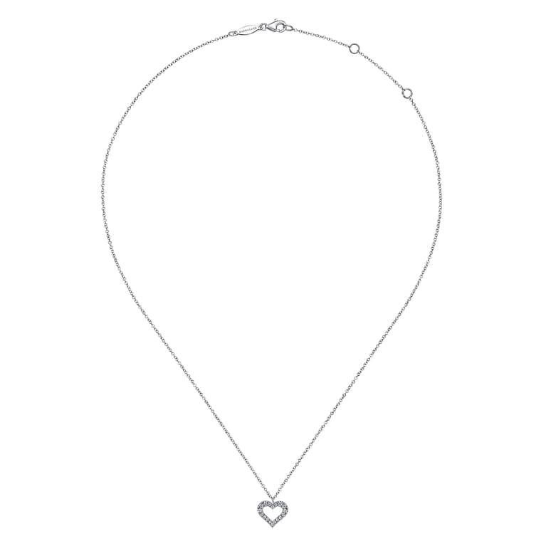 14K White Gold Diamond Heart Pendant Necklace - 0.14 ct - Shot 2