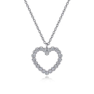 14K White Gold Diamond Heart Pendant Necklace