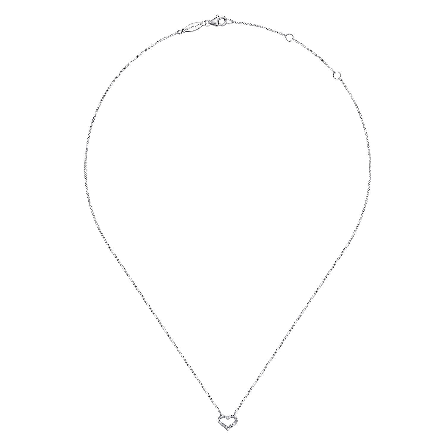 14K White Gold Diamond Heart Pendant Necklace