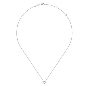 14K White Gold Diamond Heart Pendant Necklace