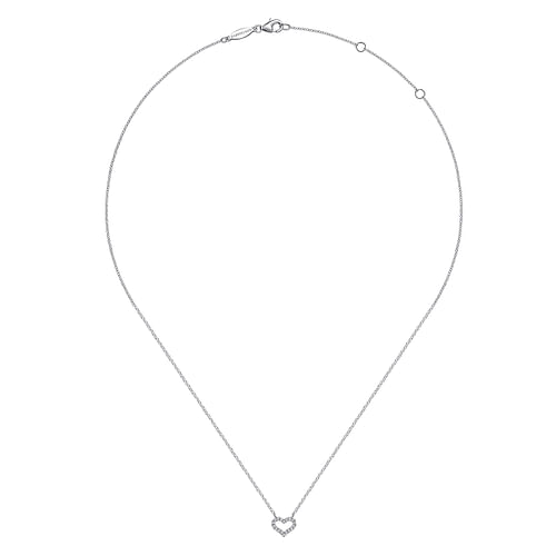 14K White Gold Diamond Heart Pendant Necklace - 0.07 ct - Shot 2