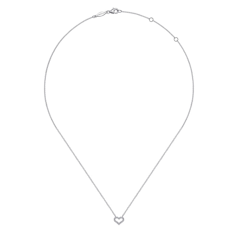 14K White Gold Diamond Heart Pendant Necklace - 0.07 ct - Shot 2