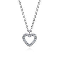 14K White Gold Diamond Heart Pendant Necklace