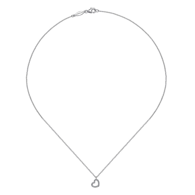 14K White Gold Diamond Heart Pendant Necklace - 0.07 ct - Shot 2