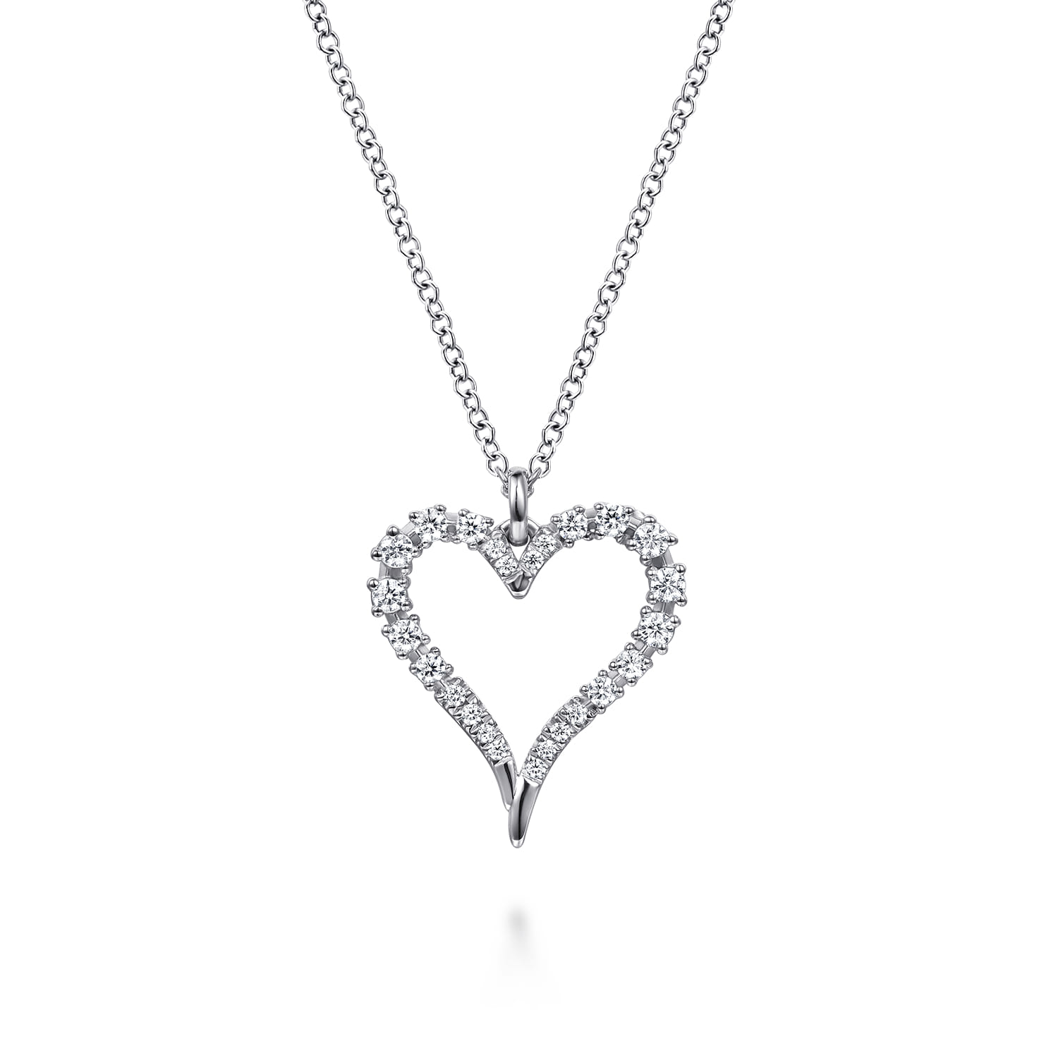 14K White Gold Diamond Heart Pendant Necklace - 0.25 ct - Shot 1