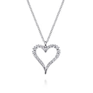 14K White Gold Diamond Heart Pendant Necklace