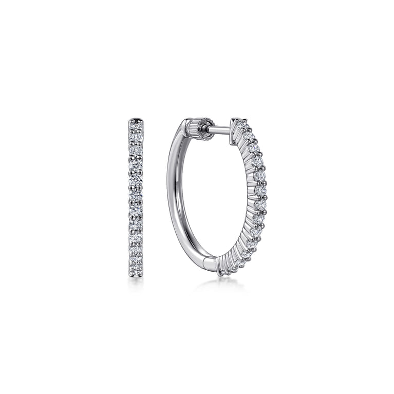 14K White Gold Diamond Hoop Earrings - 0.5 ct - Shot 1