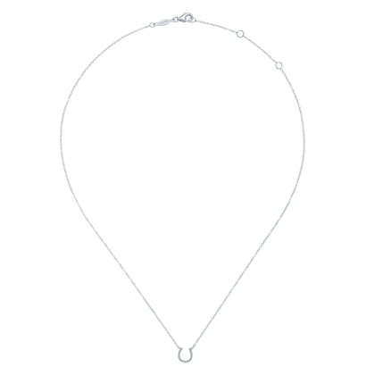 14K White Gold Diamond Horseshoe Pendant Necklace