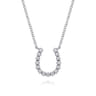 14K White Gold Diamond Horseshoe Pendant Necklace - 0.15 ct