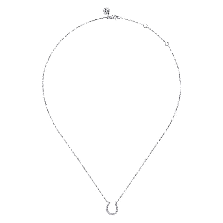 14K White Gold Diamond Horseshoe Pendant Necklace - 0.15 ct - Shot 2