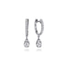 14K White Gold Diamond Huggie Drop Earrings - 0.5 ct
