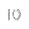 14K White Gold Diamond Huggie Earrings 13mm - 0.5 ct
