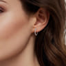 14K White Gold Diamond Huggie Earrings 15mm - 0.18 ct