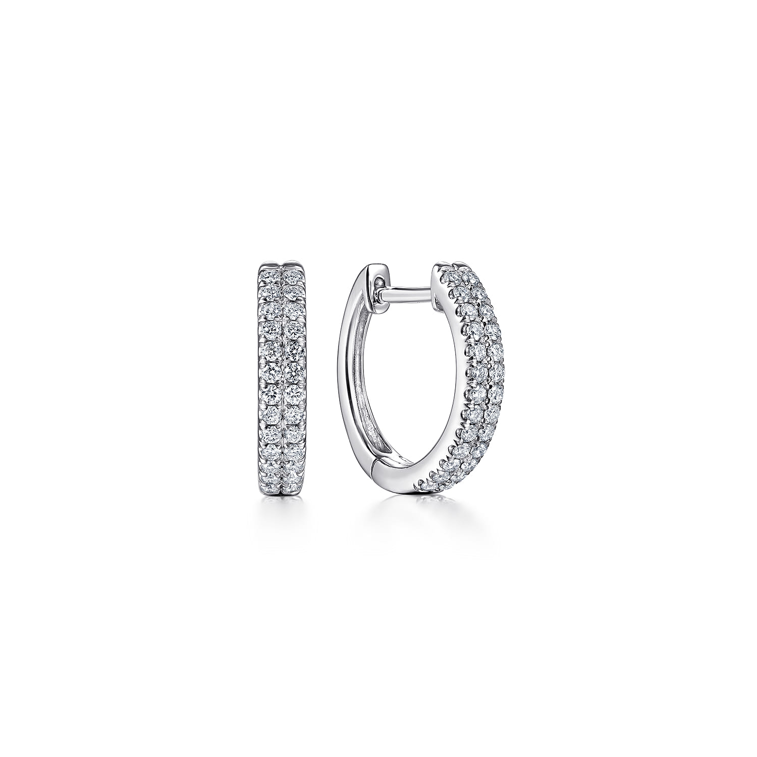 14K White Gold Diamond Huggie Earrings - 0.25 ct - Shot 1