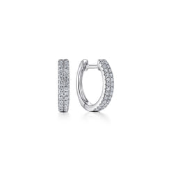 14K White Gold Diamond Huggie Earrings