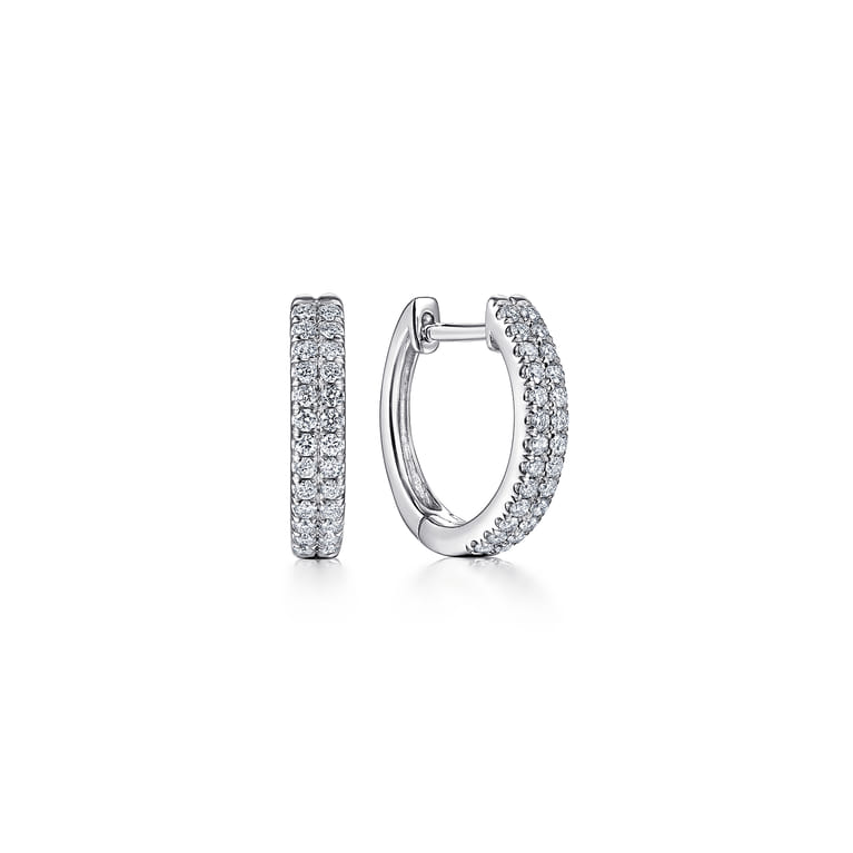 14K White Gold Diamond Huggie Earrings - 0.25 ct - Shot 1