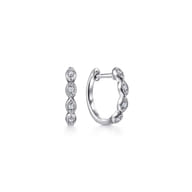 14K White Gold Diamond Huggie Earrings