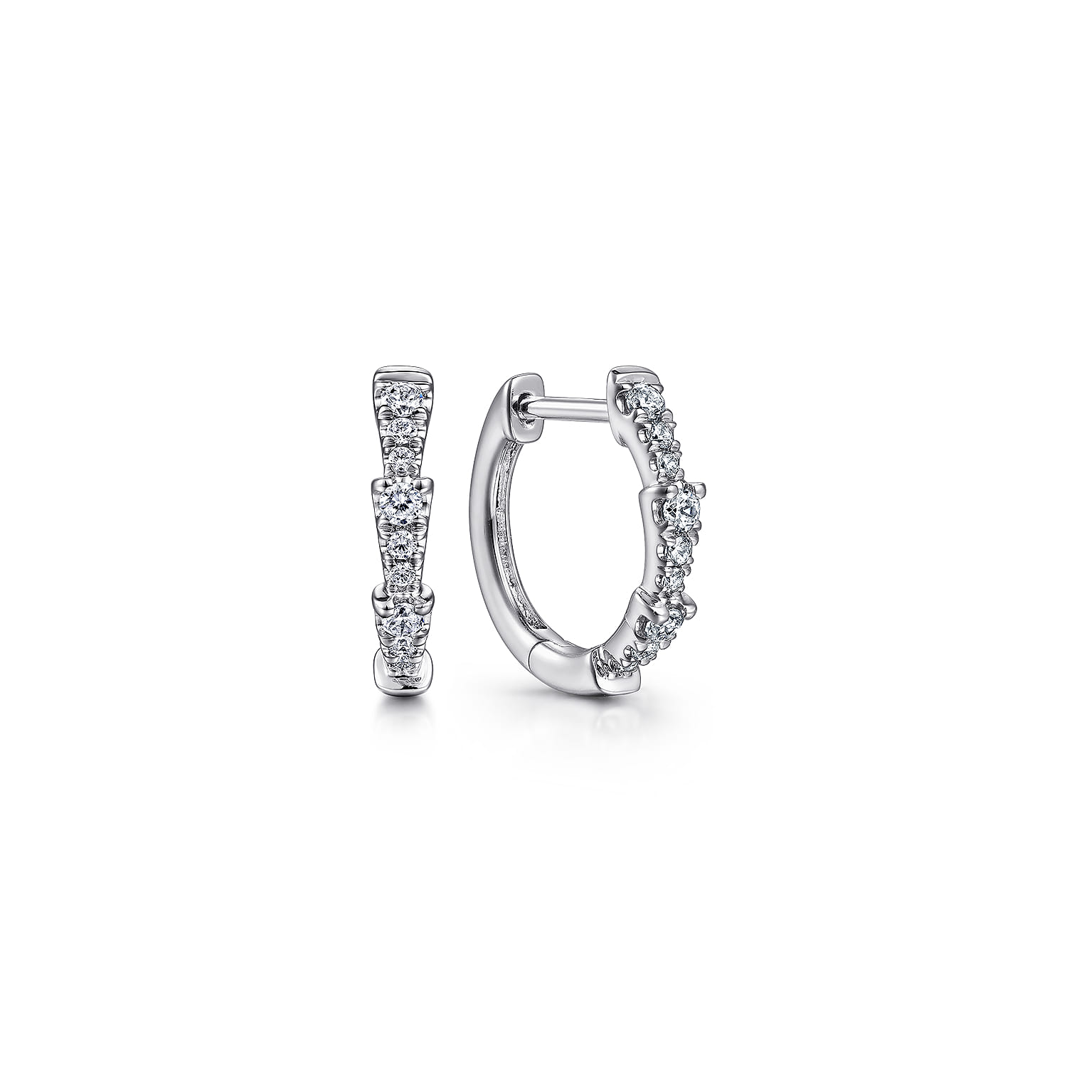 14K White Gold Diamond Huggie Earrings - 0.2 ct - Shot 1